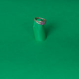 Sterling silver ladies ring handcut synthetic opal stones.