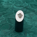 Vintage Native American Navajo Solid Silver & Turquoise Leaf Design Brooch, Pin