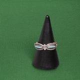 Sterling silver two handcut turquoise needlepoint oval ring