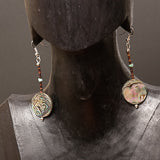 Earrings with pen shell heishi bead and abalone shell