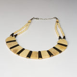 Native American Indian Bovine Necklace  -White and Brown