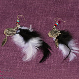 Native American Sun Moon Feather Earrings Solid 925 Sterling Silver Ear Wires
