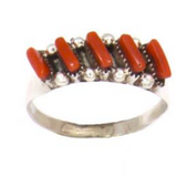 Sterling silver ladies ring with Coral Stones
