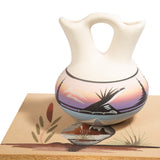 Navajo Wedding Vase Hand Painted And Plaque By Wayne Tom 1991.