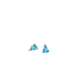 Sterling silver triangle shape earrings, by Zuni artisan Rufina Halusewa.